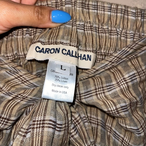 Caron Callahan | Linen Lagenlook Plaid Button Down Top And Pants Size: Large - Picture 6 of 6